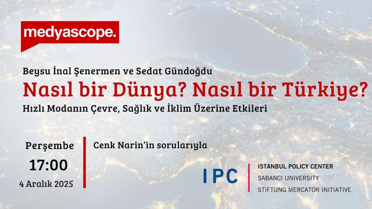Nasıl bir Dünya? Nasıl bir Türkiye?
“Hızlı Modanın Çevre, Sağlık ve İklim Üzerine Etkileri”

🎙Beysu İnal Şenermen
🎙Sedat Gündoğdu
🎤Cenk Narin

🗓Bugün
🕘17.00             
🔗youtu.be/LptNE8KJstE
