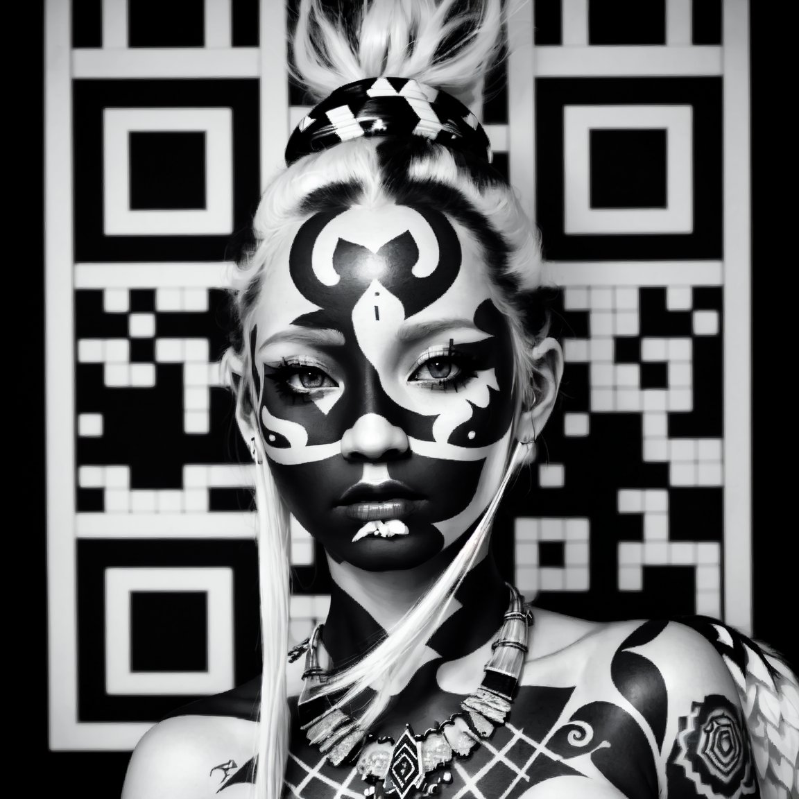 artvizual's tweet image. Tribal QR code girl #tribal #tattoo #qrcode #art