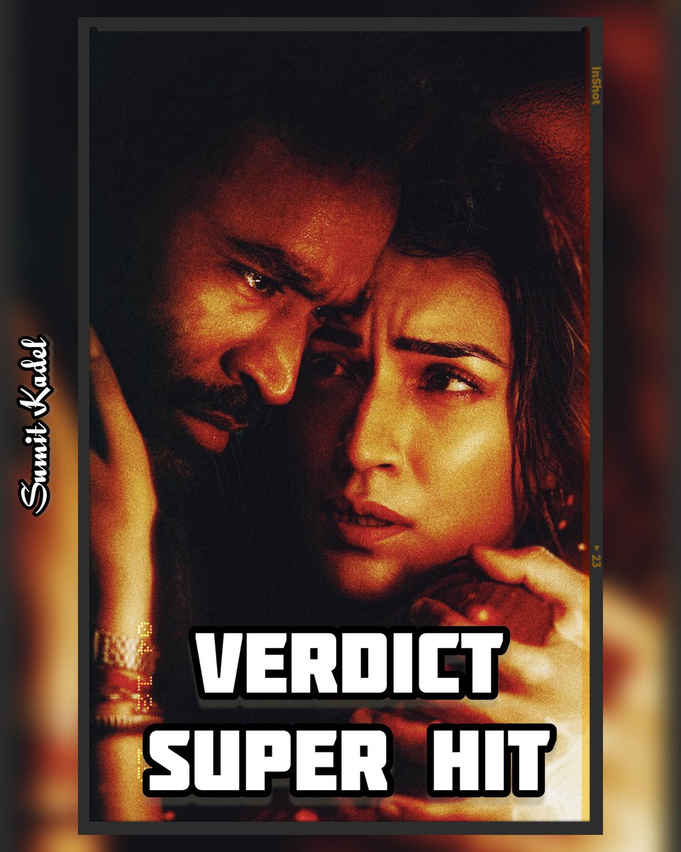 SumitkadeI's tweet photo. #TereIshkMein rakes in approx ₹85 Cr nett in its first week (7 days) in India, which is absolutely phenomenal business for a heartbreak-themed romantic film.

Both mass and class audiences have embraced it, and the terrific word of mouth will ensure the film enters the ₹100 Cr club in its second weekend itself despite the clash.

Heading towards a ₹130 Cr+ lifetime total.

Verdict – SUPER HIT

Congratulations to #Dhanush, @kritisanon, @aanandlrai, #BhushanKumar, and the entire team.