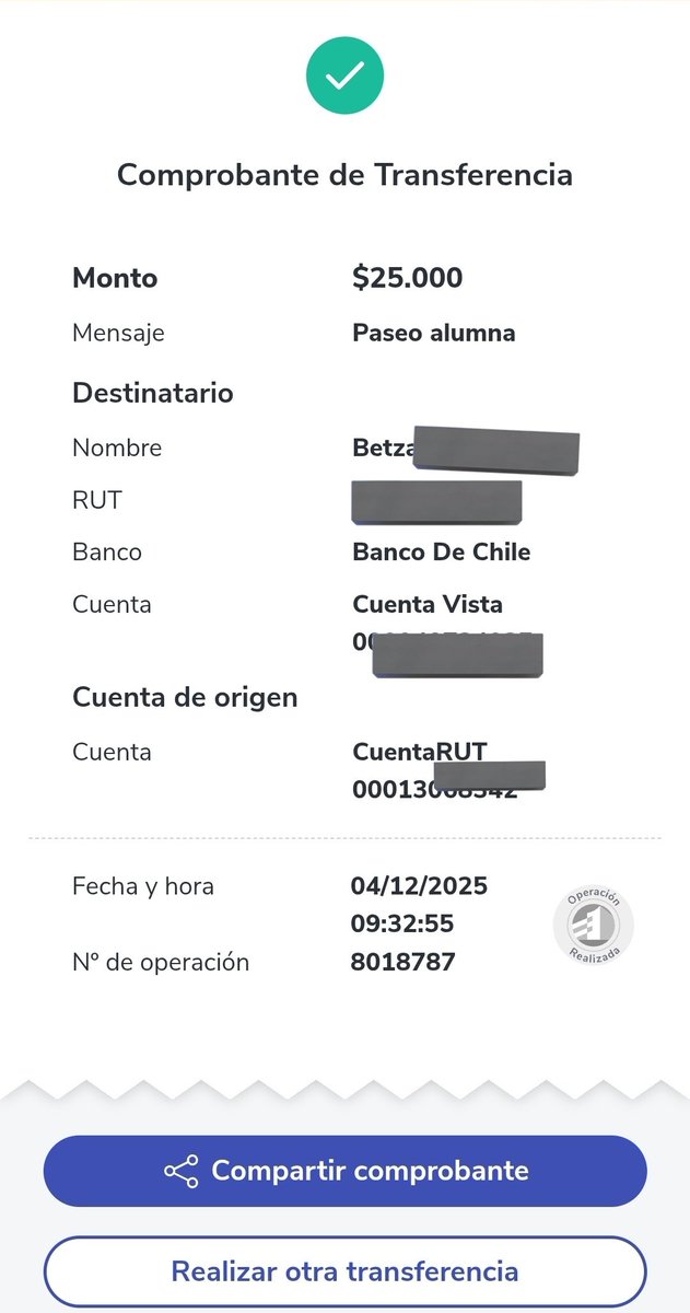 Amigos, hoy pagamos el arriendo de la cama clínica para una abuelita de escasos recursos que está postrada (socia de Colo-Colo) y además pagamos el paseo escolar de una niña de Bajos de Mena, la cuál jamás señaló que no iría al paseo escolar por falta de dinero.
Siempre dijo que