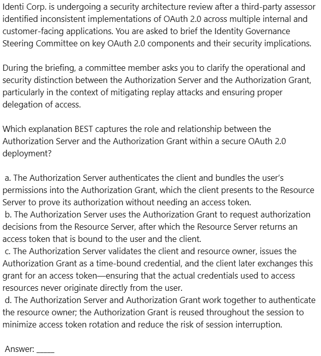 Adam_ITProTV's tweet image. Welcome to the #cissp &apos;Q of the D&apos; !!!!
Question 1659 / Day 1659 - DOMAIN - Identity &amp;amp; Access Management: (correct answer to be provided tomorrow) Show how smart you are &amp;amp; post your answers #cisspsuccess #isc2 #themoreyouknow