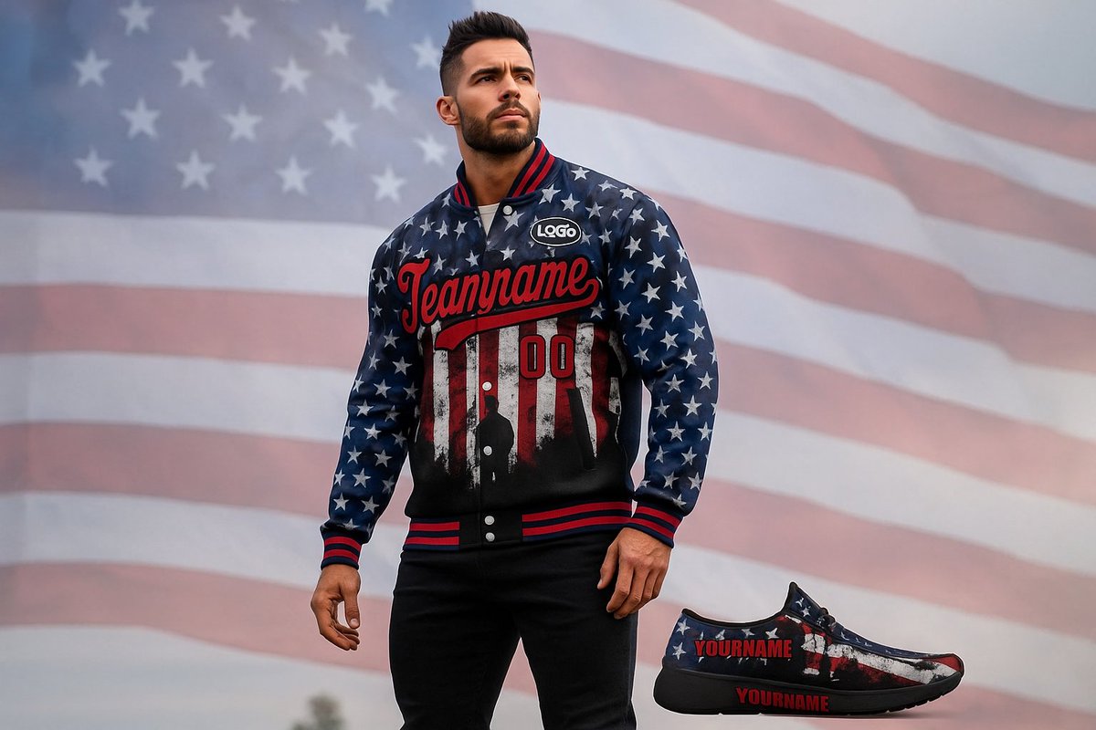 patrioticu27450's tweet image. Personalized America Combo Offer, Custom Stars and Stripes Jackets and Loafer Shoes, Best Gift for Vetaran
.
.
#CustomJacket #TeamJacket #PatrioticStyle #AmericanFlagWear #USAInspired #CustomSneakers #MatchingSet #TeamUniform #CustomTeamGear #VeteranStyle #Coolcustomize
