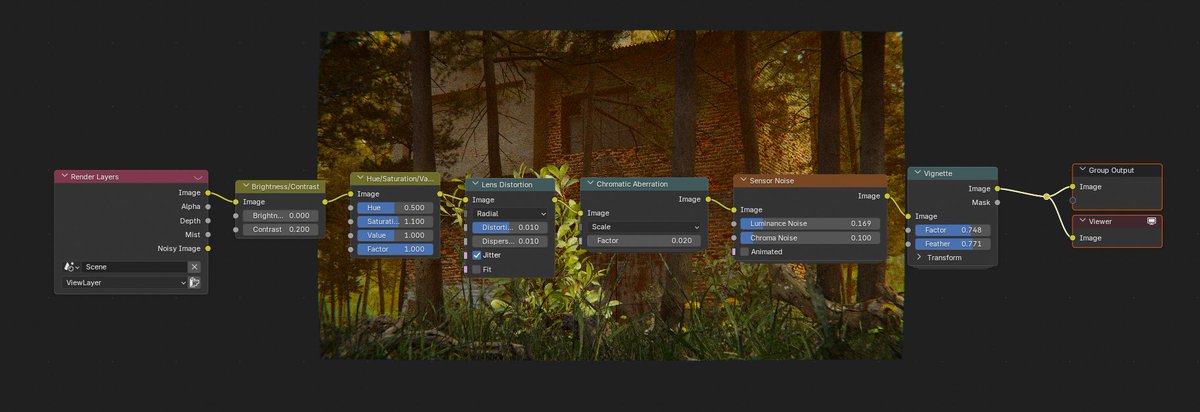 Bala3dVerse's tweet photo. Little bit of modeling(Building), little bit of geometry nodes with polyhaven trees and plants, little bit of lighting, little bit of compositing = Nature Scene #b3d #blender #environmentScene #3denvironment https://t.co/S3PpSNFA8X