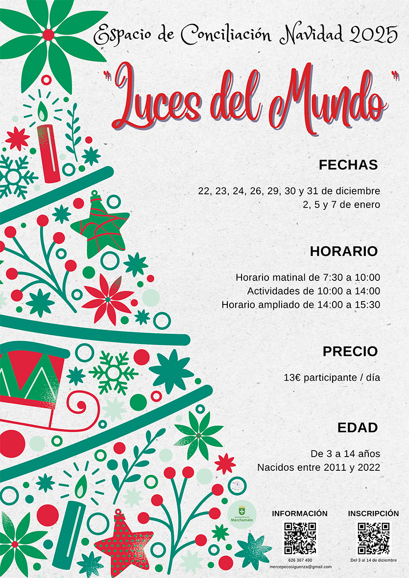 🔊 ESPACIO DE CONCILIACIÓN NAVIDEÑO
📅 Inscripciones: hasta 14 diciembre
📍 Espacio Joven

¡INSCRIPCIONES ABIERTAS! El servicio se puede solicitar por día sueltos, todos los días laborables del 22 al 7 de enero.

💰Empadronados: 13 €/día y niñ@

+INFO:
➡️marchamalo.com/noticias/event…