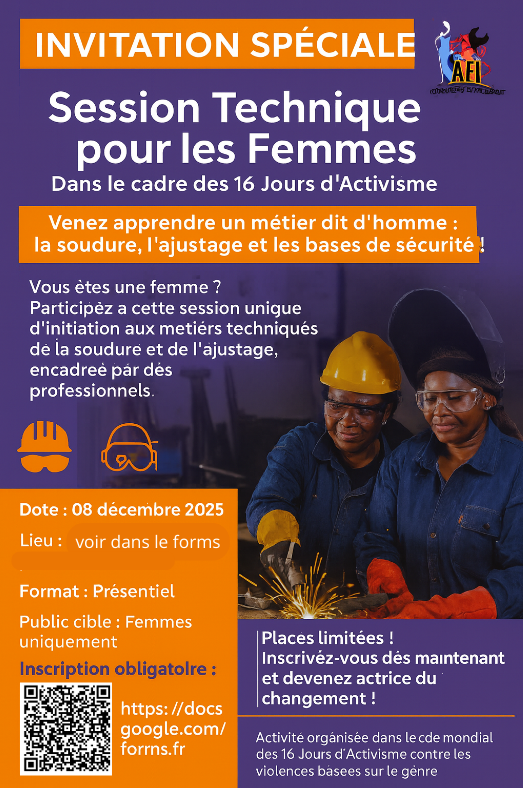 ActionFemme_Ir's tweet photo. Femmes, envie d’apprendre la soudure ou l’ajustage ?
Le 08/12, rejoignez notre session technique 100% féminine !
Objectif : empowerment + compétences pratiques
Inscription obligatoire via le lien 👇
 🔗 https://t.co/vPw505If33 https://t.co/s1RQ3gfxZk