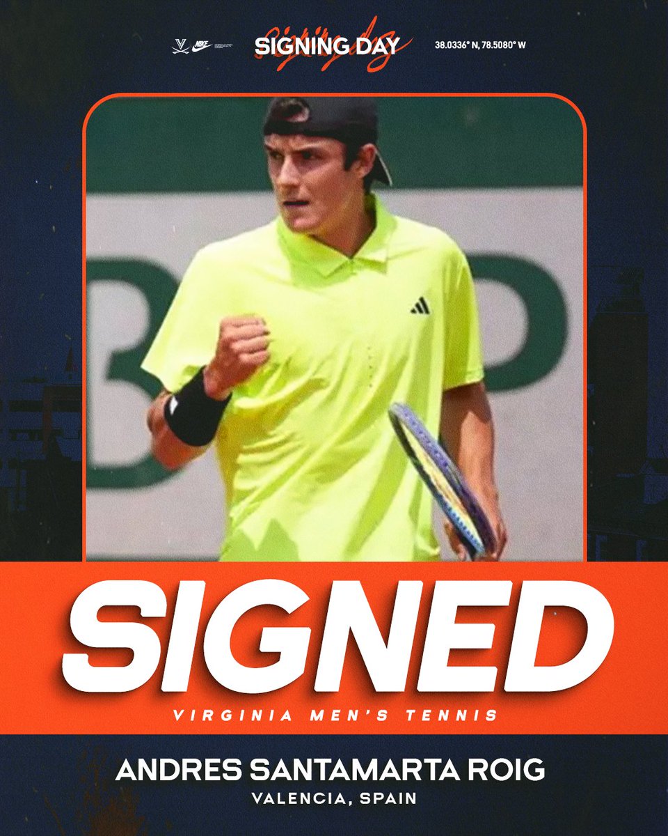 Look HOOS joining us in January!! 
Everyone welcome our newest Cavalier Andrés Santamarta Roig 
🔶 Reached No. 1 World Junior Ranking
🔷 Won 7 Junior titles, including winning the 2024 Orange Bowl and Eddie Herr 
🔶 Ranked No. 611 in the ATP World Rankings
#GoHoos