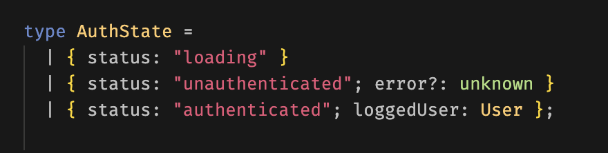 ipla03's tweet photo. Just a quick reminder you should be using union type to define a limited set of possible states for something

Rather than juggling with multiple booleans and possible invalid states https://t.co/TEytCtL2MQ