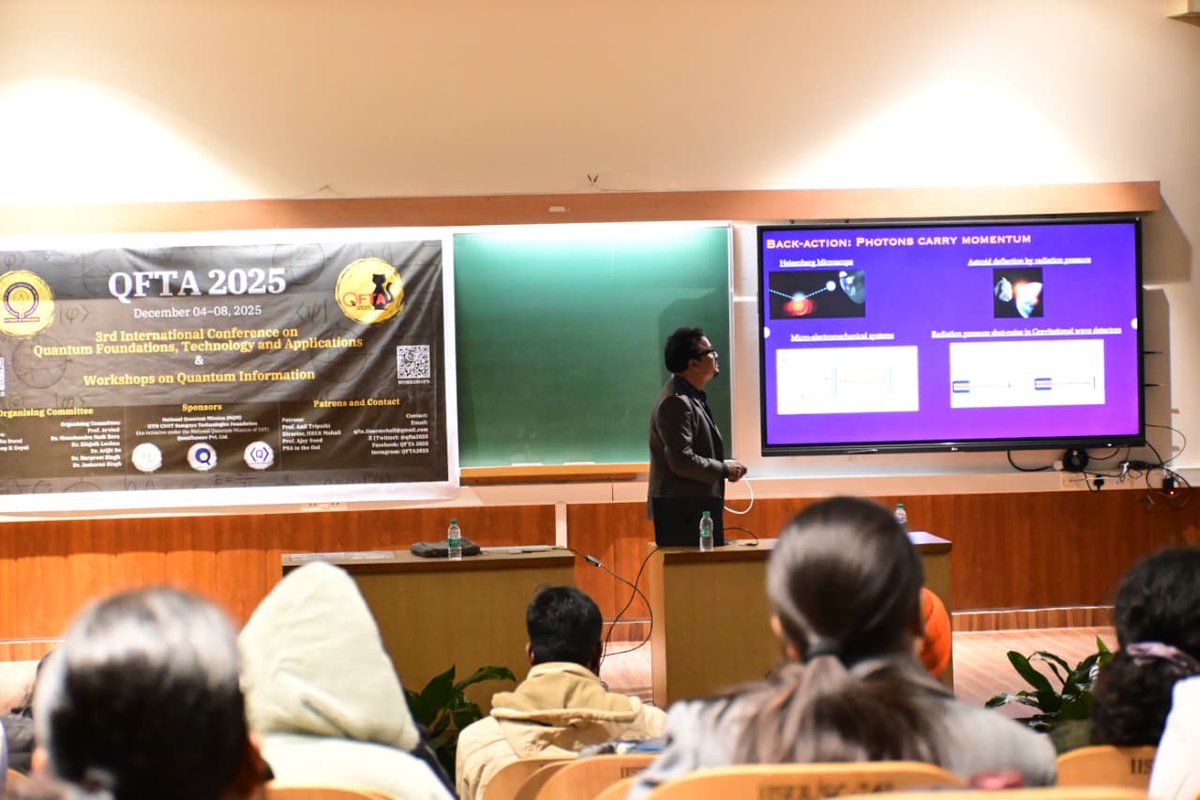 qfta2025's tweet photo. Highlights of the before lunch session of QFTA 2025.
We had talks covering topics like Quantum Metrology, back action due to quantum tunneling, non-classicality and autonomous Maxwell demon.
@IiserMohali
#Quantum #QuantumComputing
#QuantumFoundations #QuantumTechnology https://t.co/sRtw1Pmym6