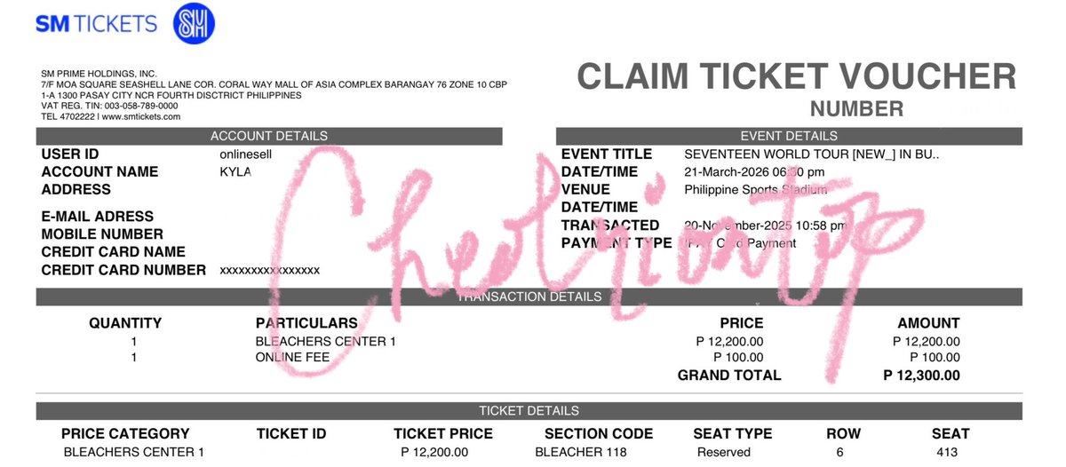 cheolriontop's tweet photo. wts lfb seventeen new_ in bulacan inch ic

bc1 sec 118 row 6 seat 413
- see 3rd pic for t&amp;cs
- prio getting both ticket + ls
- if getting both (ticket+ls), you’ll get freebies 🙂
- around metro manila only 
- unclaimed (will claim together)
- will give agad sa sure buyer https://t.co/SHkzLcIEeQ