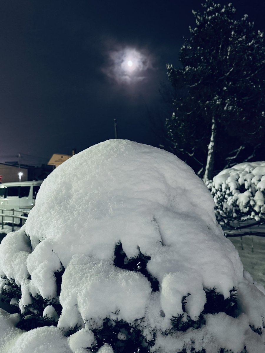 今夜は小望月…新月から数えて14番目の夜、ほとんどまんまるになった満月前夜の月です。
函館は真冬並みの寒気が入り、本格的な積雪になりました。雪が月光を反射して周囲を照らす雪あかりが季節の移り変わりを感じさせます。#函館 #moon