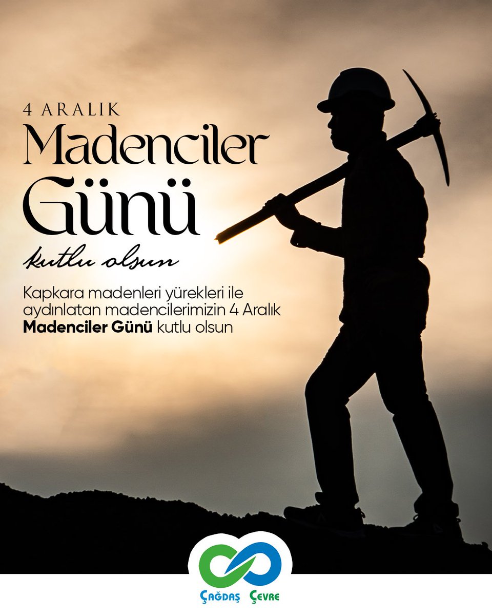 cagdascevremuh's tweet photo. Yer altının karanlığında, ülkemizin geleceği için emek veren tüm madencilerimizi saygıyla anıyor; alın teriyle hayatımıza değer katan emekçilerin bu özel gününü gönülden tebrik ediyoruz.

#4Aralık #MadencilerGünü
#ÇağdaşÇevreMühendislik 
#ÇevreDeyinceÇağdaşÇevre ∞ https://t.co/hG48ZbSuGB