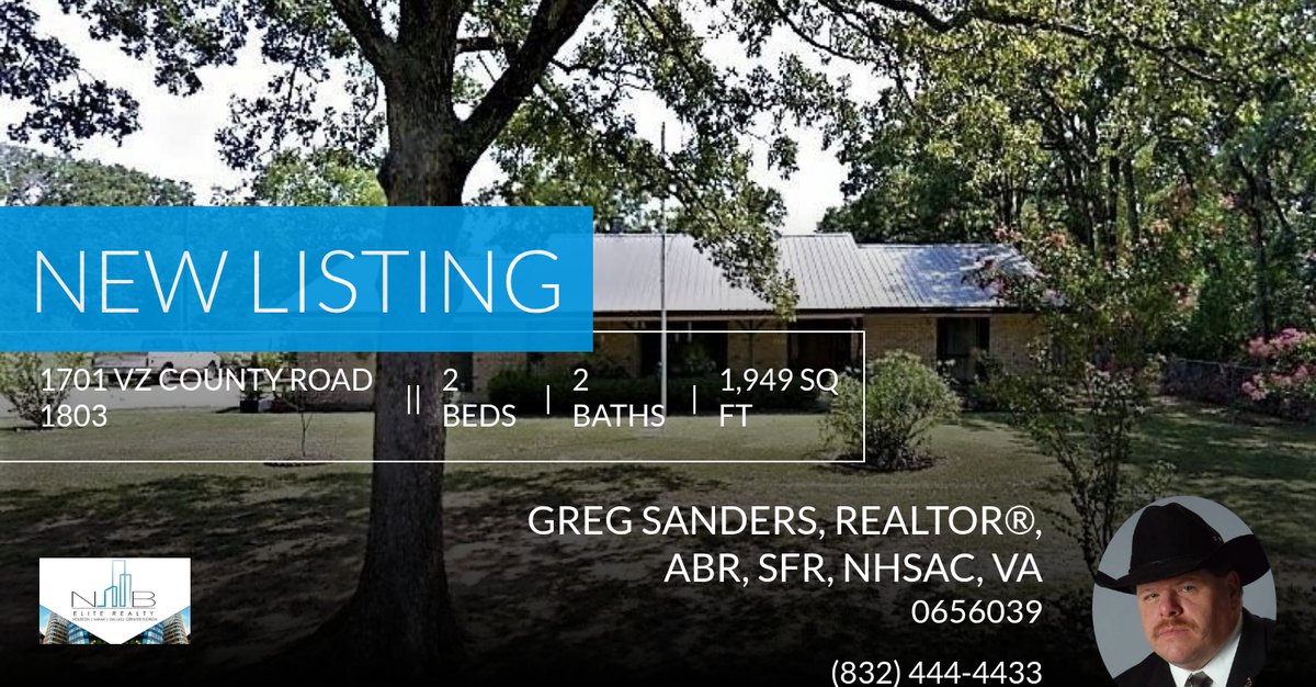 PrepperRealtor's tweet image. 📍 New Listing 📍 Take a look at this fantastic new property that just hit the market located at 1701 Vz County Road 1803 in Grand Saline. Reach out here or at (832) 444-4433 for more information

Greg Sanders, Realtor®, ABR, SFR, ... homeforsale.at/1701_VZ_COUNTY…