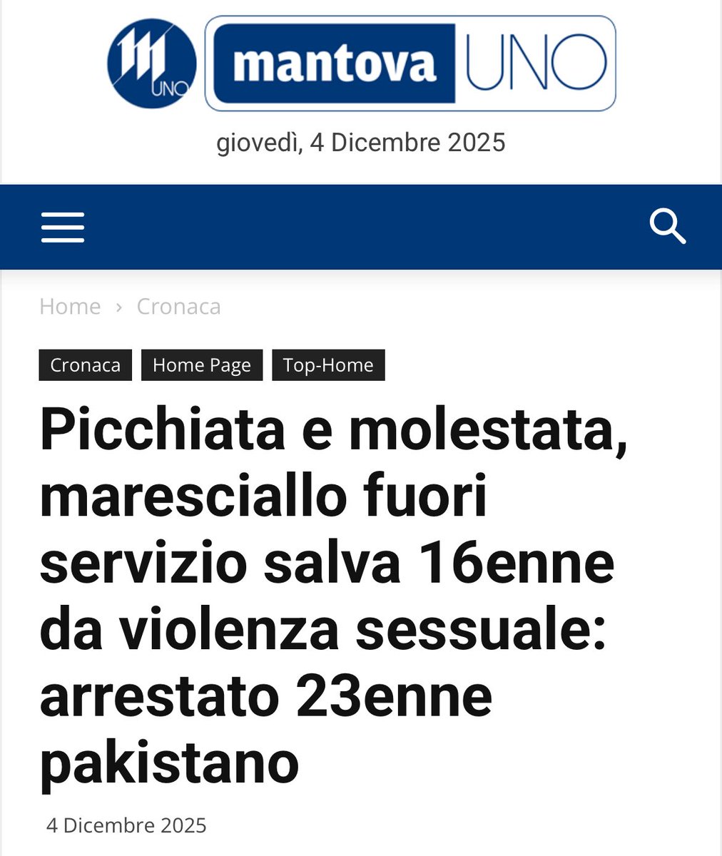 Articolo del quotidiano Mantova Uno sull’aggressione a Ostiglia