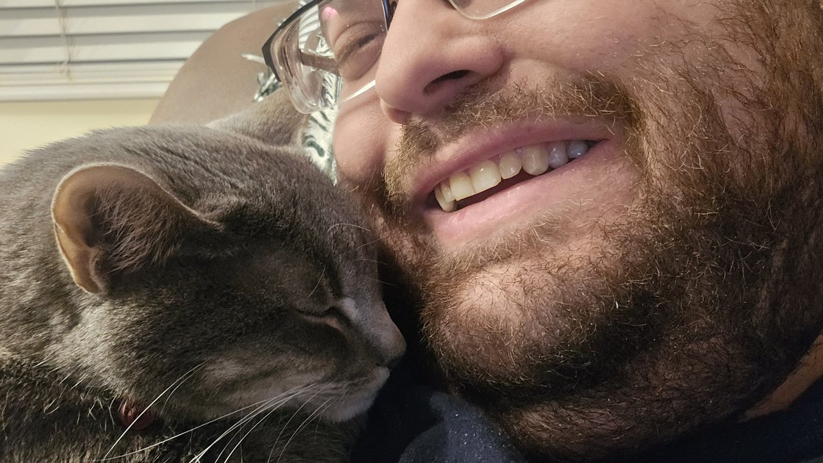 There's nothing better from an animal than a cat loving you the way Pinstripe loves me. Good morning X! 😻