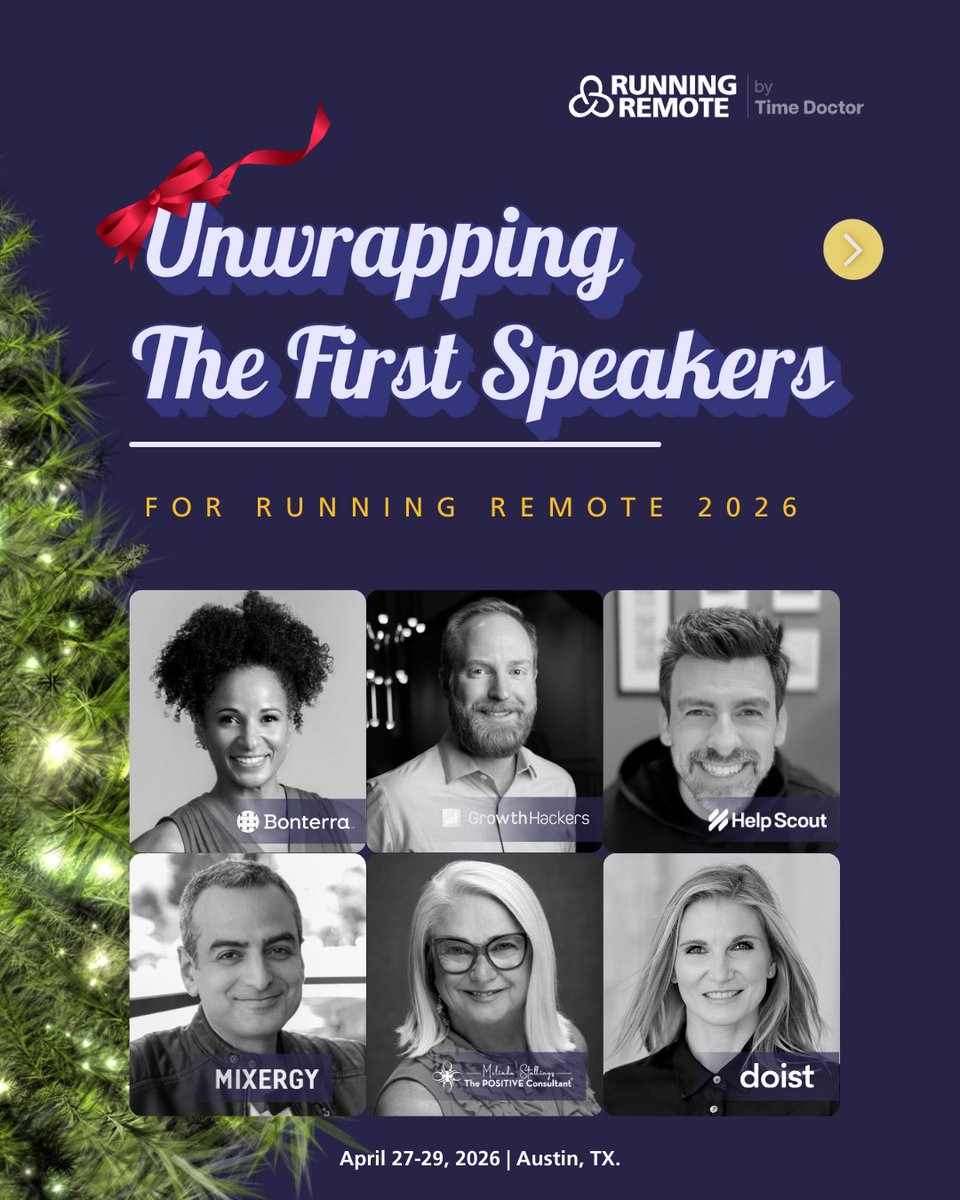 RunningRemote's tweet image. We’re unwrapping the first speakers for Running Remote 2026 🎁🔥

@Doist, @HelpScout, @HubSpot, @Zillow, @Yelp, @ManageYourTime, @Harvard, @BonterraTech, @Bitwage, @Mixergy, @MorningBrew, and many more ...

More speakers coming soon.

→ bit.ly/4phvSzF