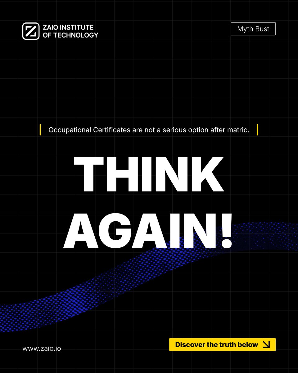 Think Again! ✨

Occupational Certificates are not a serious option after matric. In reality, they give matriculants the skills needed to start their careers and stand out. 💻🚀

#UpskillAfterMatric #CareerReady #JobReadySkills #ZaioInstitute #Matric2026