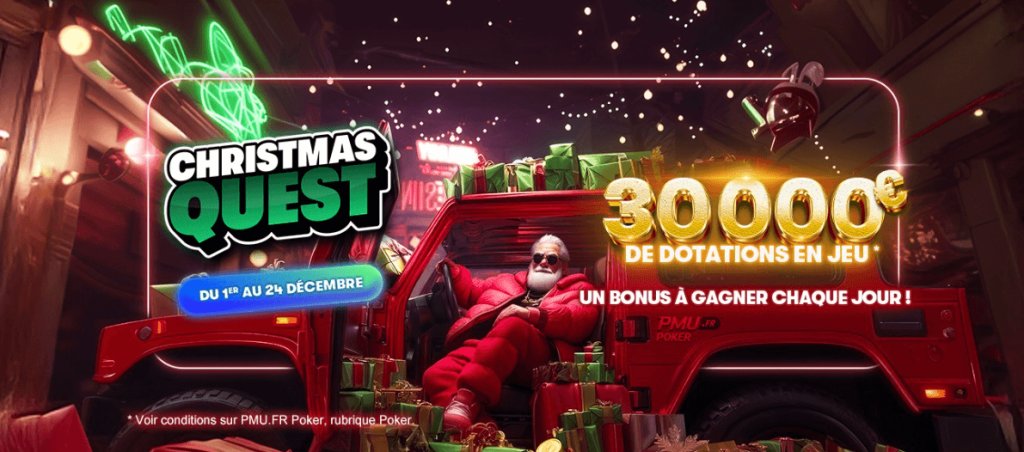 PMU POKER : L'opérateur lance sa Christmas Quest pour terminer l'année en beauté !

live-poker.com/news.20251204-…