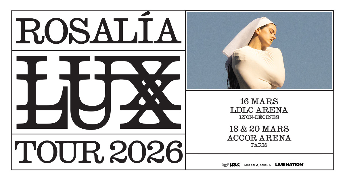 TicketmasterFR's tweet image. 🌪️ Dans le cadre de sa tournée LUX TOUR 2026, l’iconique Rosalía arrive en France ! Elle nous donne rendez-vous à la LDLC Arena et à l’Accor Arena :
🎟️ bit.ly/4pNeNgI
