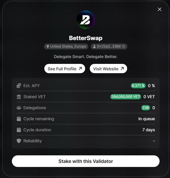 BetterSwap_io's tweet image. BetterSwap is now officially the FIRST public known Validator on StarGate! History has been written.

Want to delegate to the BetterSwap Validator? We&apos;re now very easy to find on StarGate!