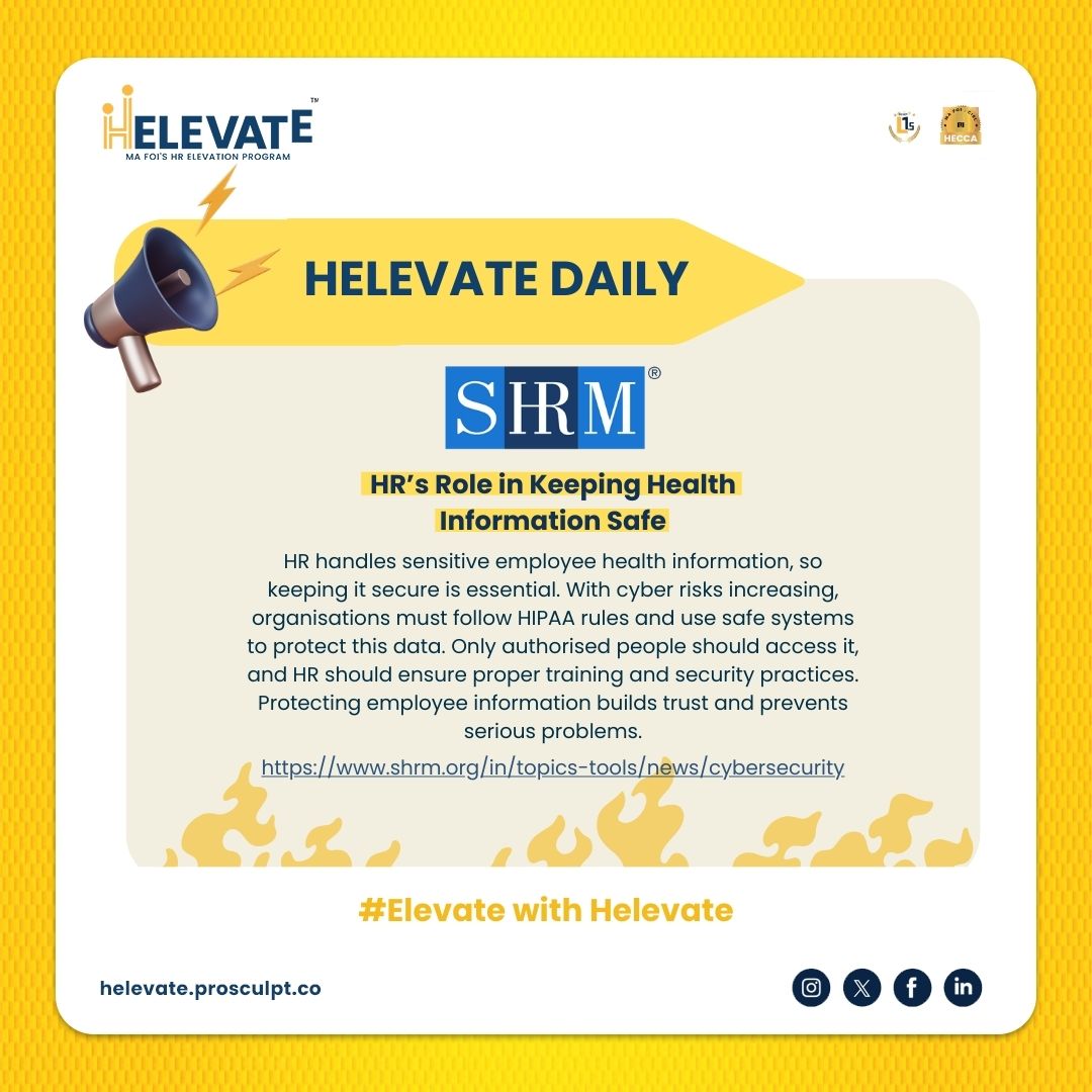 helevatemafoi's tweet image. Protecting employee health information is more than a compliance requirement—it’s a trust-building responsibility.

A secure workplace is a trustworthy workplace.

#Helevate #HRDevelopment #DataSecurity #EmployeePrivacy #CyberSecurity  #HRLeadership #ElevateWithHelevate