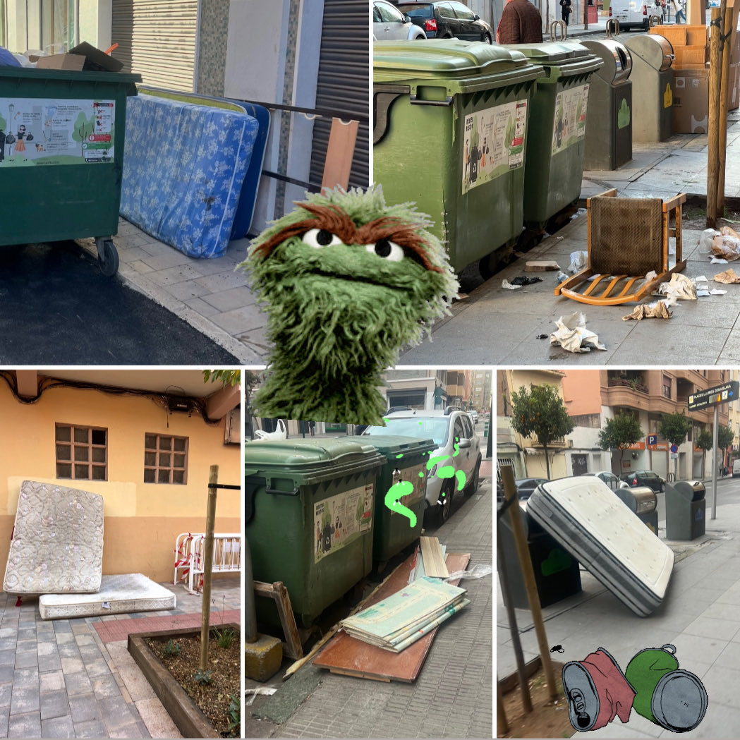 Así está #castelló sucia y llena de basura…pero en unos días veremos sólo lunes y adornos navideños …pese a que la realidad de nuestras calles sea esta 🙂‍↔️ <a href="/PSPV_CS/">PSPV-PSOE Castelló /♥</a>