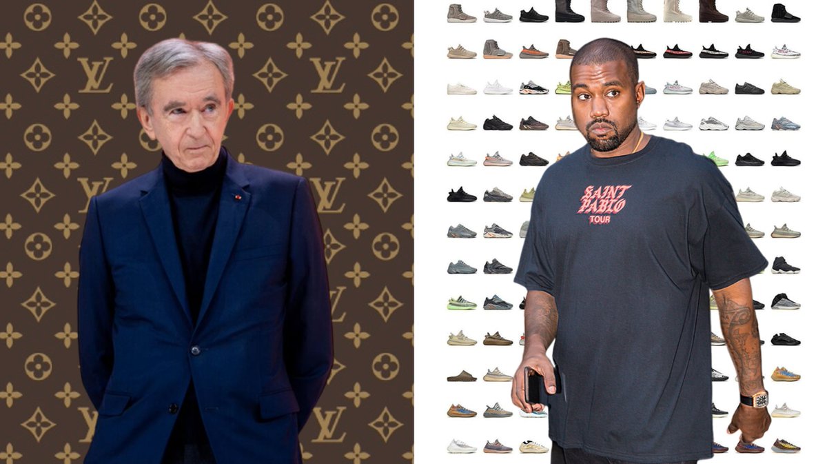 FashionarchiveA's tweet photo. 【スニーカー豆知識】

なぜ最近のYEEZYはあそこまで安いのか？！ ルイヴィトンとカニエ・ウェストの決裂から検証する

グラミー賞24回受賞のラッパーで、ファッションディレクターとしても屈指の成功を収めているYeことカニエ・ウェスト。

彼が作るファッションアイテムは常に注目の的ですが、近年彼がリリースしているhttps://t.co/lWUjEtkkL4のアイテムは、どれも常識はずれに安いことが大きな話題。

レザージャケットが60ドル、ウィンドブレーカーが40ドル、かつてプレミア価格までついていたYeezy Slideにいたってはたったの20ドルで販売されています。

やろうと思えばその圧倒的な知名度を生かして超高額アイテムだって売り抜けられるはずのカニエは、なぜ自身のブランドで大安売りを行うのでしょうか？

私はその裏に、かつてカニエとルイヴィトン(LVMH)の間に起きた対立の歴史があるのではと考えています。

2009年、カニエ・ウェストはルイ・ヴィトンとコラボレーションしスニーカーコレクションをリリース。

リリースされた「Jasper」「Don」「Mr. Hudson」の3型10種は、今あらためてみてもスニーカー史に残る伝説的なシューズだったと言えるでしょう。

しかし、2013年にカニエはパリ滞在中にルイヴィトンのバイスプレジデントとの面会を要求するも「会う理由がない」と断られてしまいます。

これを受けカニエは「ルイヴィトンは高額すぎる。もうコラボはしない。ヴィトン × カニエのためにファンが大金を貯めるのは健全ではない」と批判しボイコットを呼びかけました。

その後、2014年にアディダスとパートナーシップを締結したカニエは、2015年にアディダスによる生産と流通のもと、YEEZY シーズン 1コレクションを実施。

するとこれを見たかつてのパートナーであるLVMHが、再びカニエ・ウェストに接触してきたのです。

LVMHの総裁ベルナール・アルノーはカニエと協議の上、YEEZY シーズン2からのアパレル生産に関する合意を締結。

かくしてLVMHがアパレル、アディダスがシューズを製作する最強トリオのYEEZY シーズン2が2015年9月16日にニューヨーク・ファッションウィークで発表されました。

しかし、なんと直後にLVMHのボードがこの締結を一方的に撤回。

YEEZYシーズン2で実際に発売されたのはアディダスが生産を担当したシューズのみとなってしまいました。

カニエはのちにこの裏切りを「devastated（壊滅的な打撃）」と語り、彼のファッション業界におけるキャリアを大きく後退させたと述べています。

ちなみにこの当時の契約のせいで、のちにアディダスはYEEZY BOOSTシリーズで大成功を収めたのにも関わらずYEEZY ×アディダスのアパレルアイテムをまったく制作できない状況が続きました。

こうしたLVMHの高飛車な態度はカニエのハイブランドに対する不信感を醸成させると共に、「高額商品は悪」というイメージを彼に植え付けたのではないでしょうか？

その証拠に、後年YEEZYがハイブランドであるバレンシアガとコラボをした際も、間にファストファッションであるGAPを挟むことで商品価格を大幅に下げています。

現在、アディダスとも決別しYeと改名したカニエが独自に手掛けるYEEZYでは、彼の世界的な知名度には不釣り合いなほど安い価格でアイテムがラインナップ。

「YEEZYはマクドナルドである」
「アパレル界のアップルであるYEEZYを次のGAP(の価格と世界的な展開)にするためには新しい発明が必要です」

カニエは2020年にこう述べています。

カニエ率いるYEEZYとアディダスが決裂した本当の理由を解説した記事はこちらから💁
https://t.co/d1WiPDb3rC