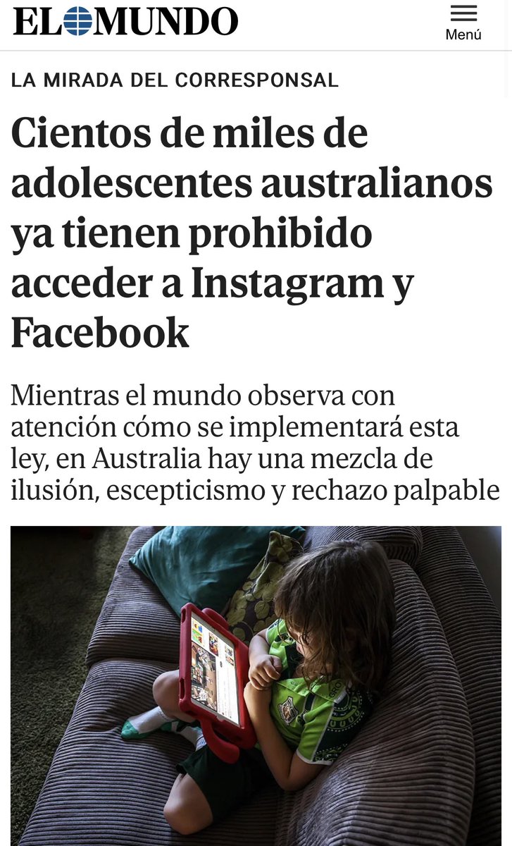 Australia comienza a bloquear las cuentas de Instagram y Facebook de menores de 16 años. La medida busca proteger a los adolescentes y se aplica también a TikTok, YouTube, Snapchat, X, Reddit, entre otras.
👁️‍🗨️ La Ley de Seguridad en Línea exigirá a las plataformas verificar la