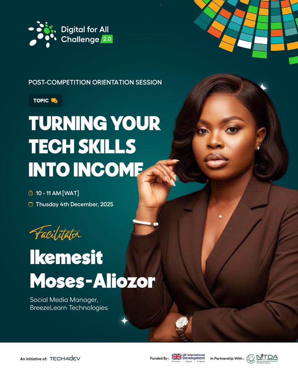 Tech4DevHQ's tweet image. We’re excited to kick off the “Mastering Freelancing: Digital For All Challenge 2.0 Post-Competition Orientation Session” for beneficiaries under the Career Track. 

This session is built to bridge the gap between learning digital skills and earning from them. Beneficiaries will…