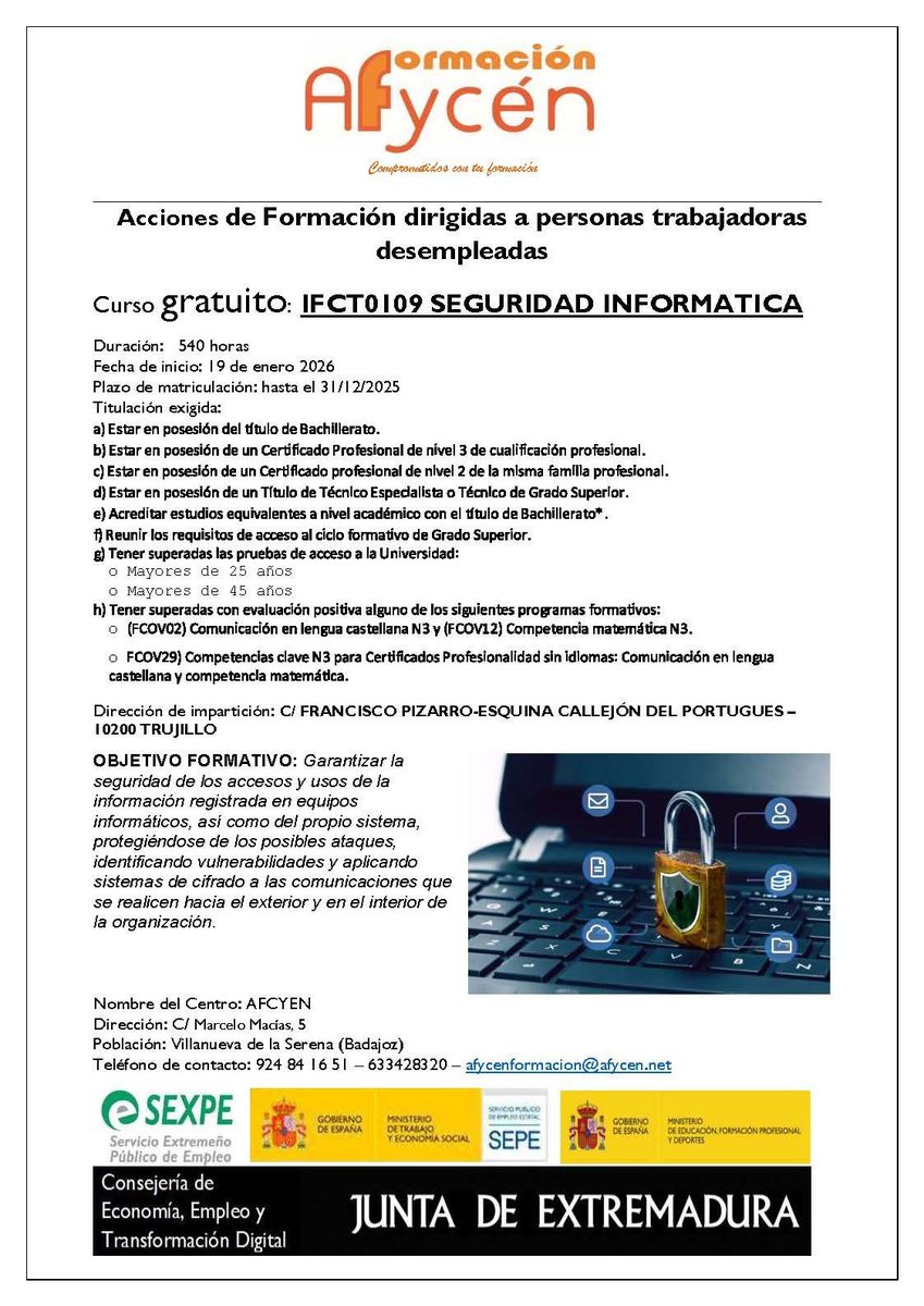 sexpeemplea's tweet photo. 👉 Aquí os dejamos algunos carteles de cursos cuyo inicio está próximo.
🔎 Para consultar más detalles, localízalos a través de nuestro buscador: https://t.co/KKkaR1bvKQ 
#formación #SEXPEemplea #Extremadura https://t.co/1RVnCJfp3j