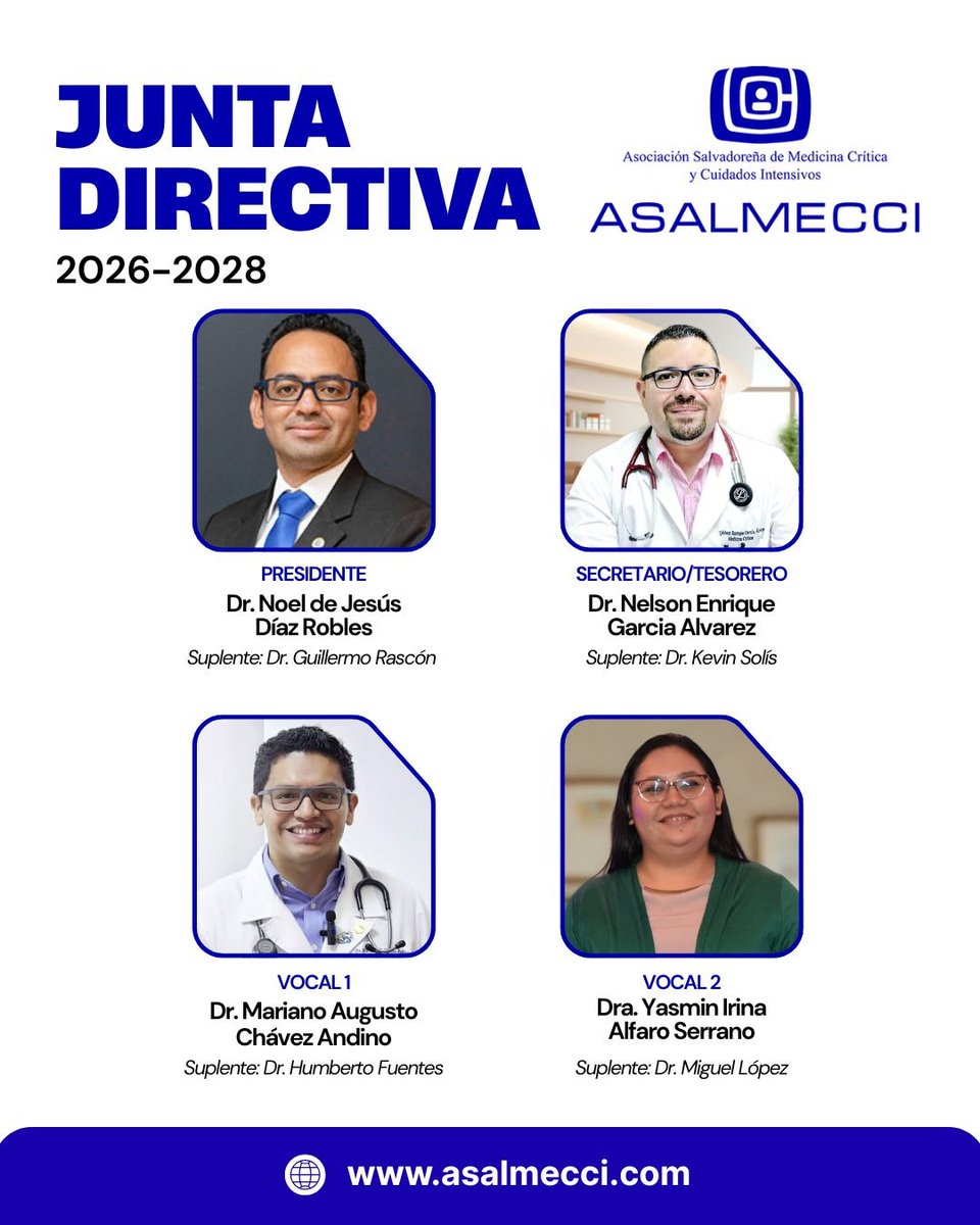 Fepimcti's tweet image. Desde la FEPIMCTI queremos desear lo mejor a la nueva Junta Directiva de la @ASALMECCI y que los proyectos para los próximos dos años sean un éxito. Estamos seguros de que esta Junta liderada por el doctor Díaz Robles va a dar un impulso a nuestra especialidad en El Salvador.