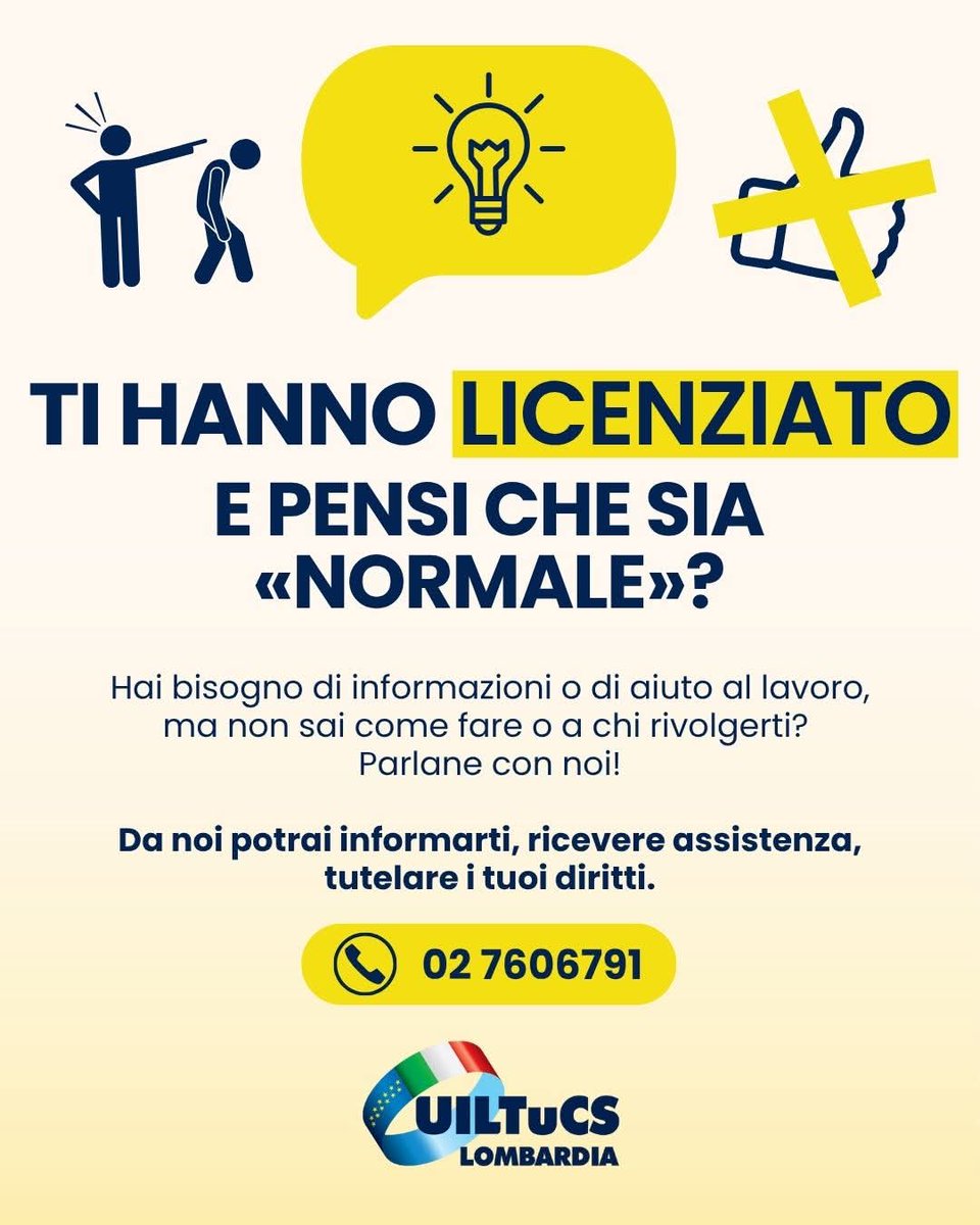 ❗ Ti hanno licenziato e pensi che sia “normale”?
Non tutto è legittimo e non tutto va accettato così com’è.
Se hai dubbi, parlane con noi.
📞 02 7606791
#UILTuCS Lombardia ti aiuta a capire e difendere i tuoi diritti