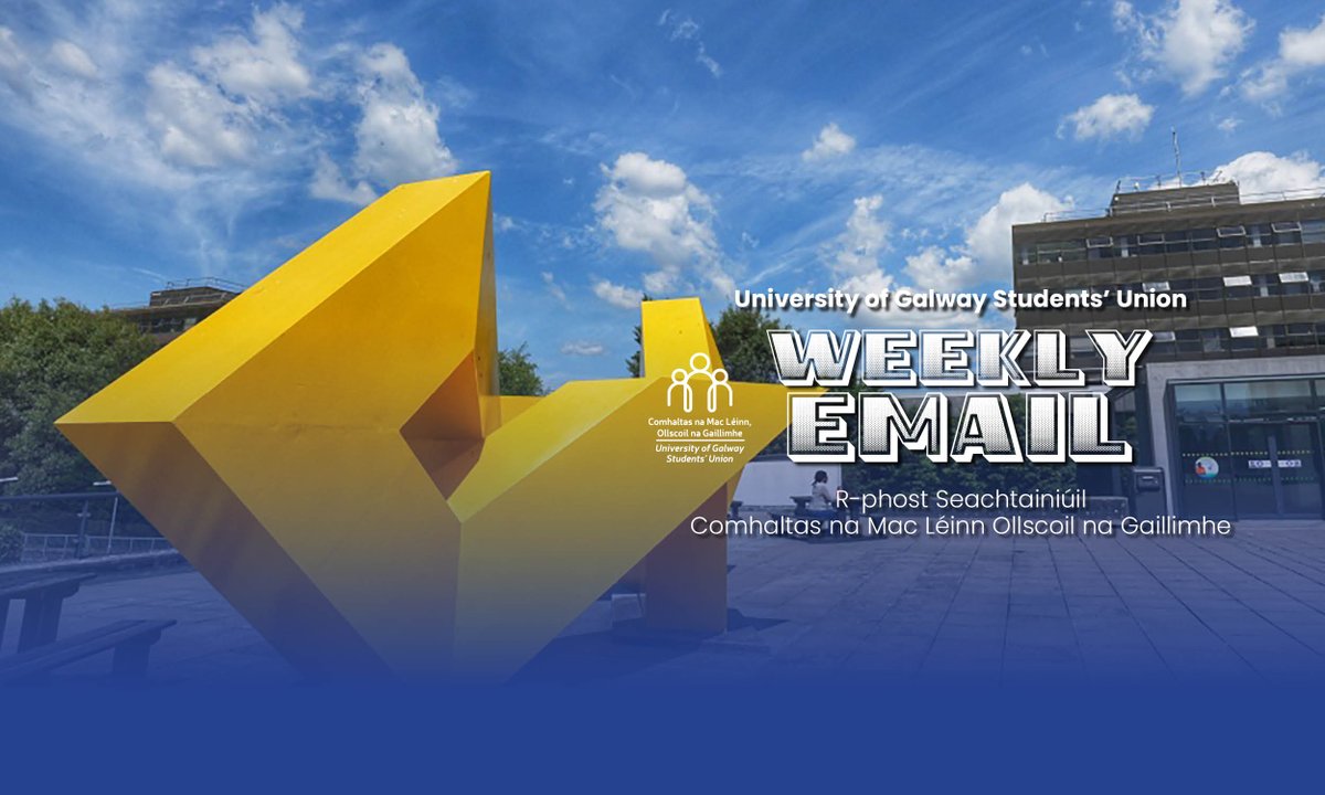Your weekly email | Do r-phost seachtainiúil 

Includes: 
🎄Thriftmas Market Today
🎟️Raffle closes Sunday
✍️Life Skills Sign Up 
📚Exam Info
⏰Extended SU Opening Hours
🧼Hygiene Hub Christmas Appeal 

+ more here: 
su.universityofgalway.ie/news/su-weekly…

#DoChomhaltas