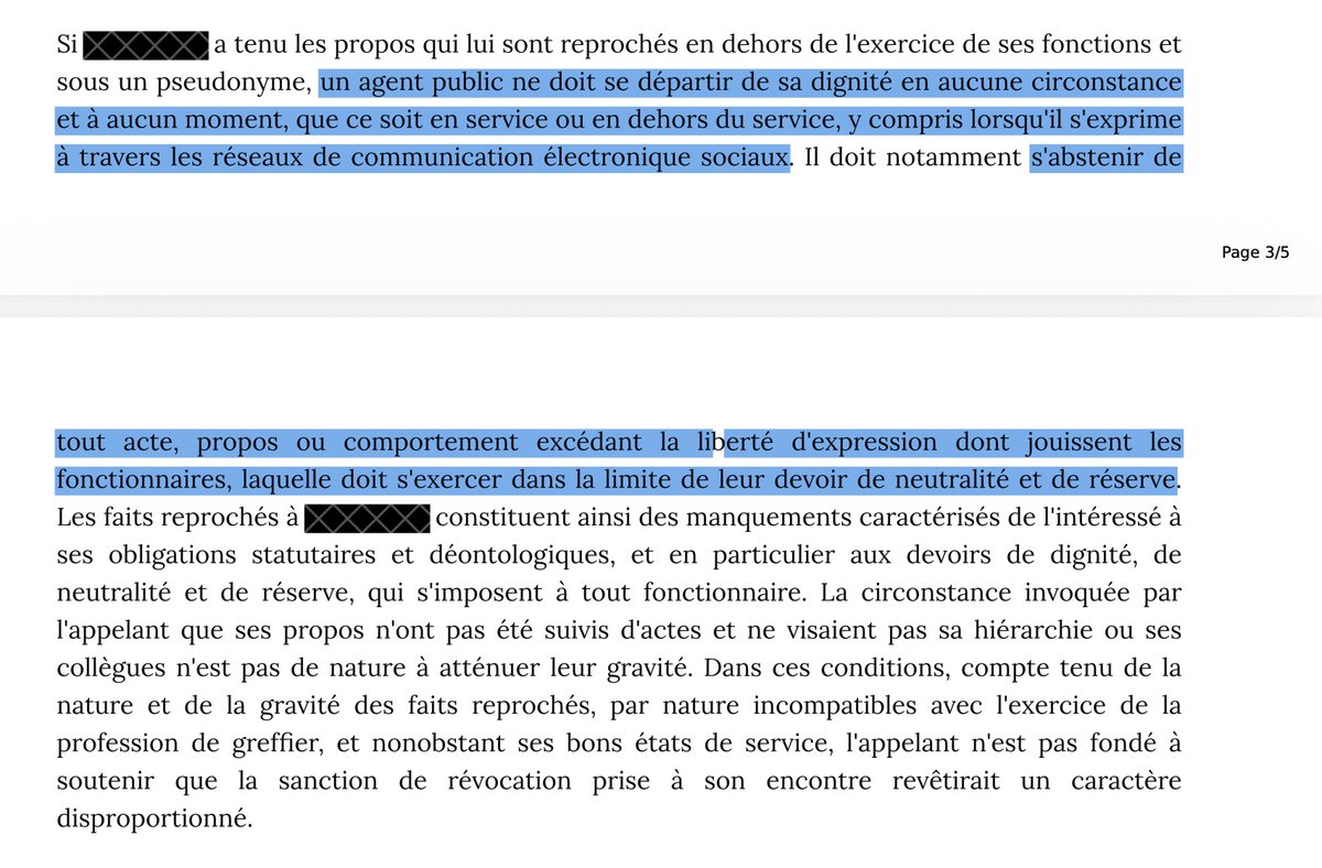 AlexArchambault's tweet image. Dans la série &quot;tout ce que vous publiez sur les réseaux sociaux vous engage et un pseudo n&apos;est pas un totem d&apos;immunité&quot;.
Confirmation de la révocation du greffier de Périgueux pour tweets haineux &amp;amp; suprémacistes.
A bon entendeur…
CAA Bordeaux, 27/11/2025
justice.pappers.fr/decision/42dfc…