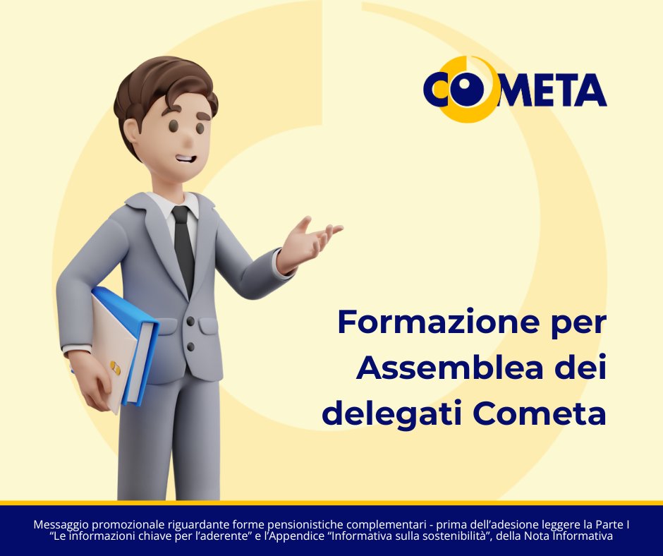 📋Questa settimana si è svolto a Bologna un evento in-formativo per l’Assemblea dei Delegati del #FondoCometa.
🙏 Ringraziamo i partecipanti per i numerosi spunti offerti, volti al miglioramento dei servizi erogati.
🔗 cometafondo.it
#EducazionePrevidenziale #Risparmio