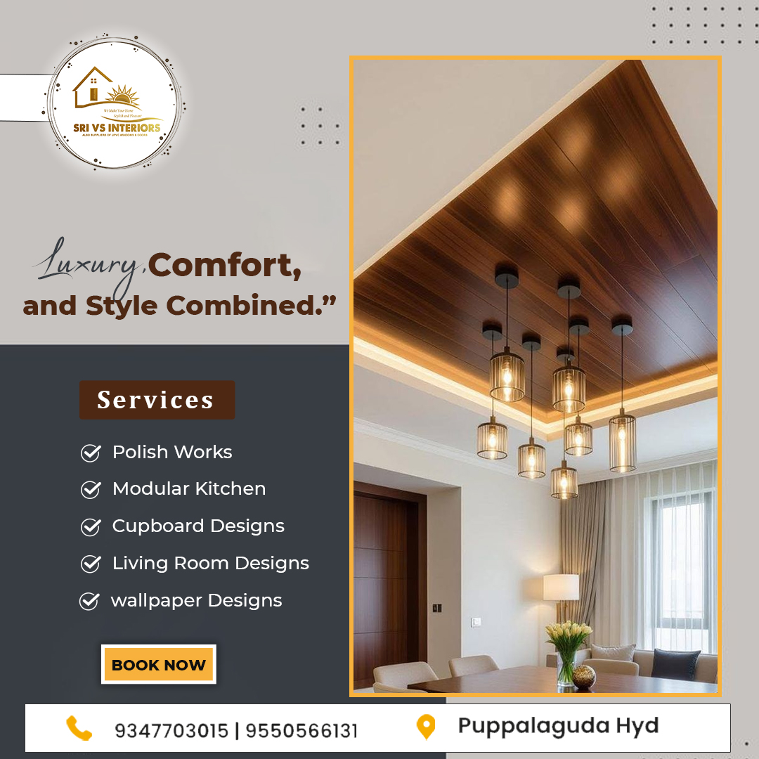 interiors_vs's tweet image. At Sriv’s Interiors we turn homes into elegant masterpieces with an premium designs &amp;amp; top quality craftsmanship

From stunning ceilings to modern kitchens, every detail is crafted to elevate your lifestyle

For More Info Call us today 9347703015 

#SrivsInteriors #Manikonda #HYD