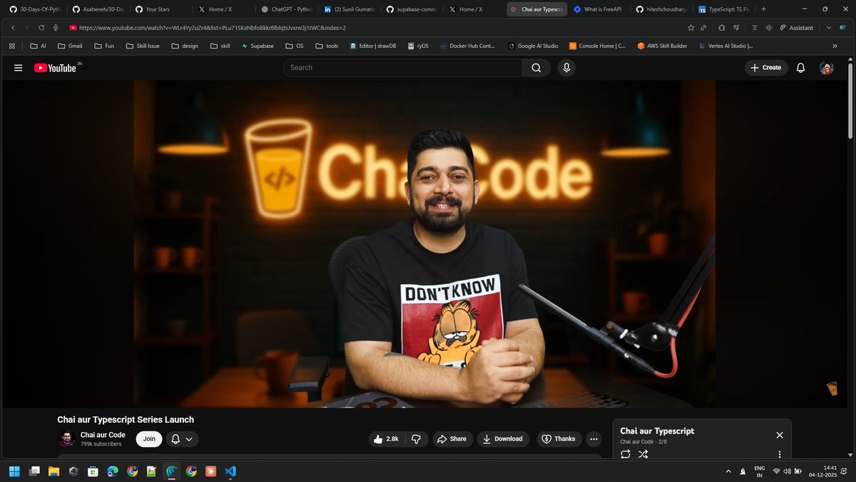 code_ted's tweet image. Just started learning TypeScript with Chai aur Code's awesome tutorials! 🚀 Excited to level up my React projects with types.