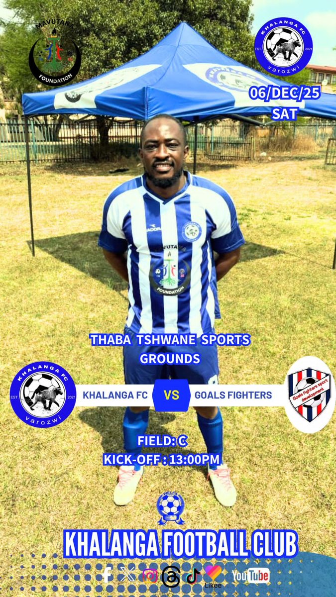 KhalangaFC's tweet photo. 🦍🦍Fixture alert 🦍🦍last game of this year,we must close for December with another 3 points on Saturday,come support the boys

Mburhi ya ntshava, khalanga, Mrozwi, Baloyi, Thebu, Mthondolovhani https://t.co/Hm5ilsdauR
