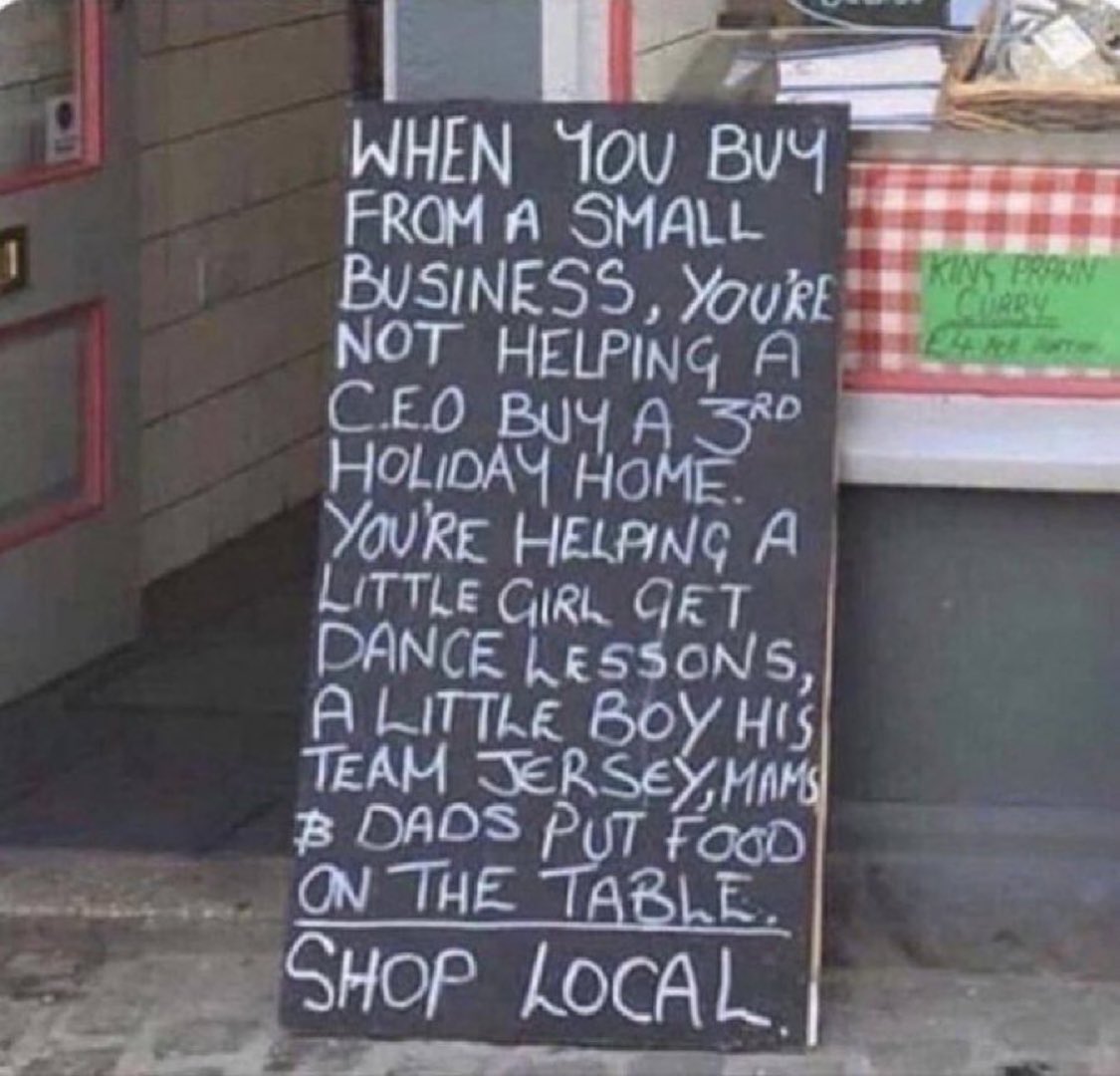 Create your local circular economy. Support local businesses. Buy local.