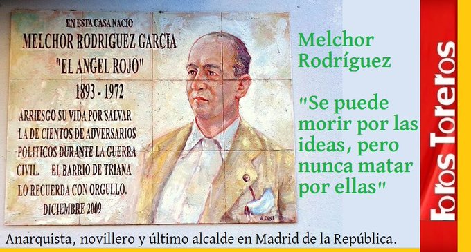 forostoreros's tweet photo. #TalDiaComoHoy cesaron hace 87 años las miles de ejecuciones del Frente Popular en Paracuellos del Jarama https://t.co/ON8mRqFUds
Melchor Rodríguez ‘El Ángel Rojo’ mandó parar "las sacas" a riesgo de su vida. Fue novillero.
“Por las ideas se puede morir, pero no se puede matar” https://t.co/JFjpbUE0cd