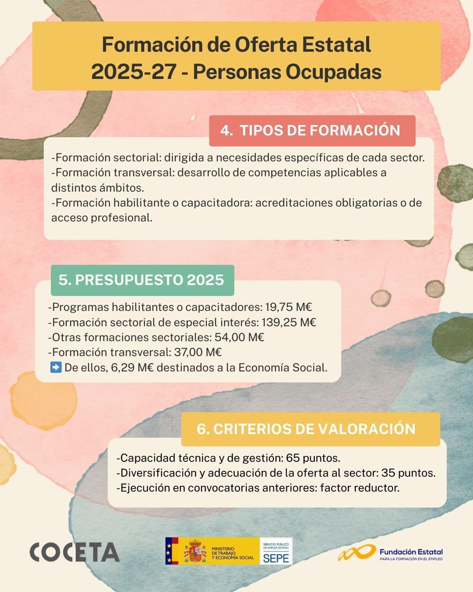 👀Os presentamos la Formación de Oferta Estatal 2025-27 – Personas Ocupadas👉Estos programas de formación de ámbito estatal están dirigidos principalmente a personas trabajadoras ocupadas, promoviendo la actualización de competencias y el fortalecimiento de la #EconomíaSocial