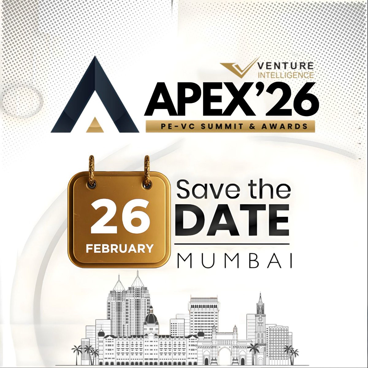 APEX'26 Summit &amp; Awards is coming back on 26th February in Mumbai

For sponsorship contact ashok@ventureintelligence.com /+91 9176033455 or to register click ventureintelligence.myinstamojo.com/product/apex26/

Stay tuned for more details!