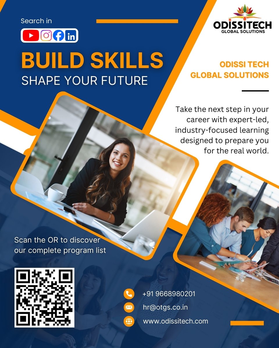 odissitech's tweet image. ✨ Level up your skills with industry-ready training!
Learn, grow, and build your future with Odissi Tech Global Solutions. 🚀💼
#OdissiTech #SkillDevelopment #ITTraining #UpskillNow