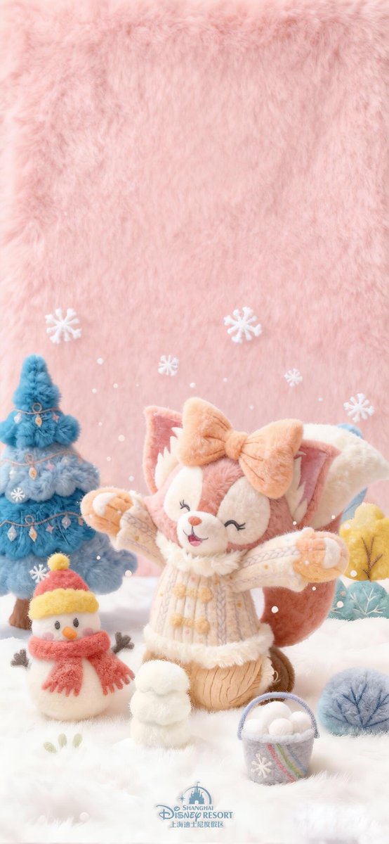 上海ディズニーから冬の贈りもの🎁 ふわふわ毛糸デザインの壁紙で
