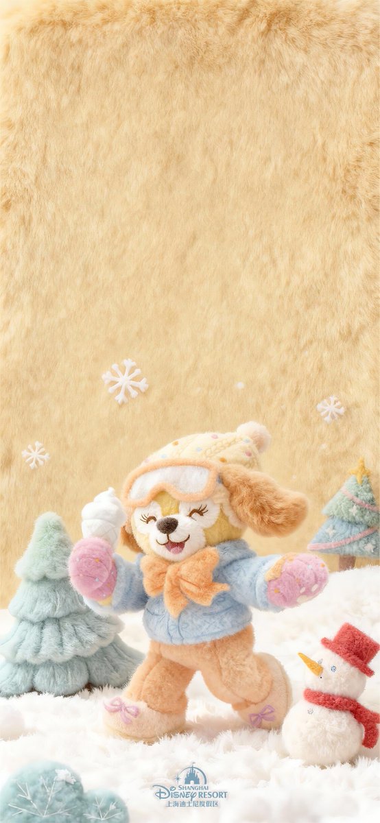 上海ディズニーから冬の贈りもの🎁 ふわふわ毛糸デザインの壁紙で