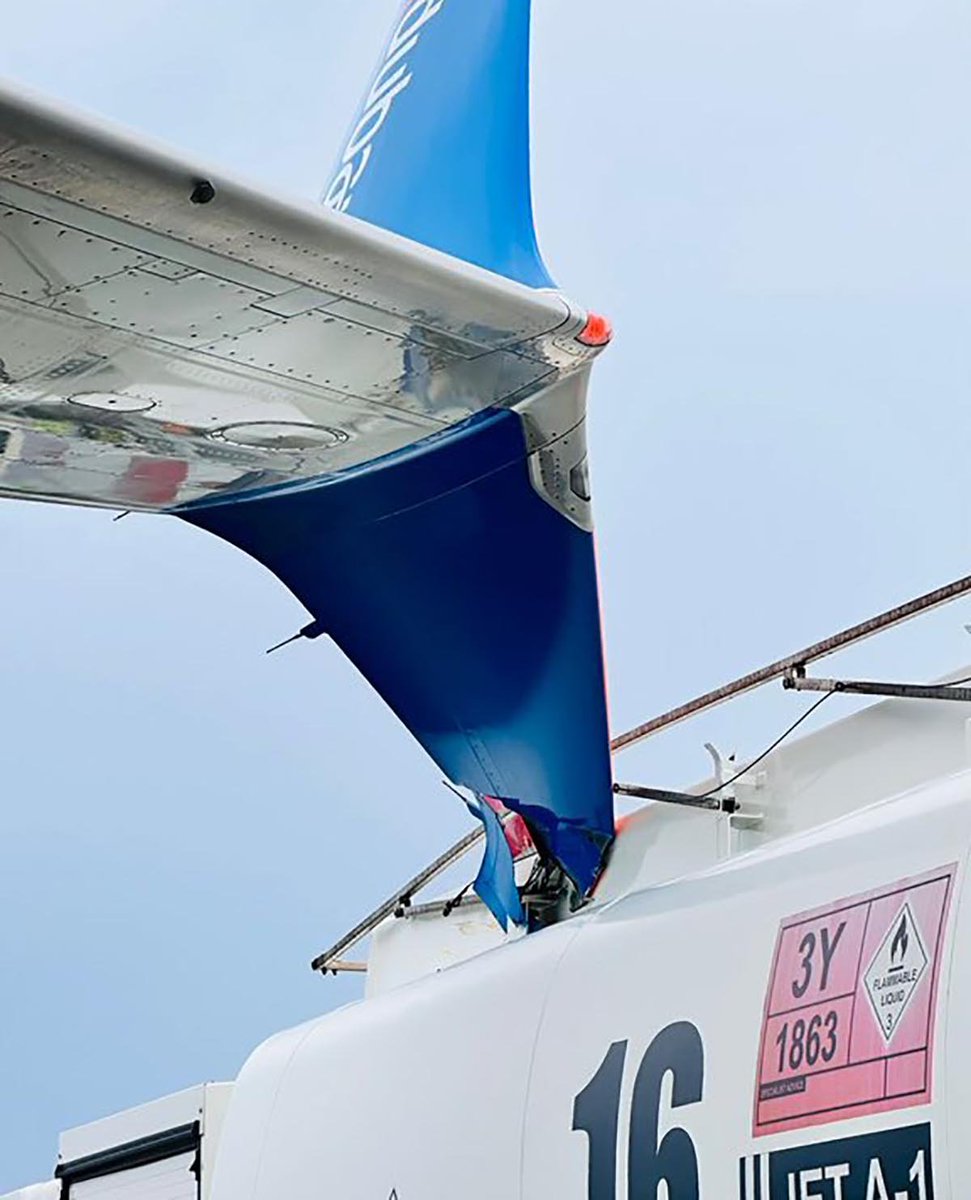 A Flydubai 737 has been grounded after being hit by a fuel truck while parked on the apron at Velana International Airport, Maldives.

The incident caused damage to the plane’s wing structure. No fuel was spilled, and no injuries were reported.

The aircraft will remain out of