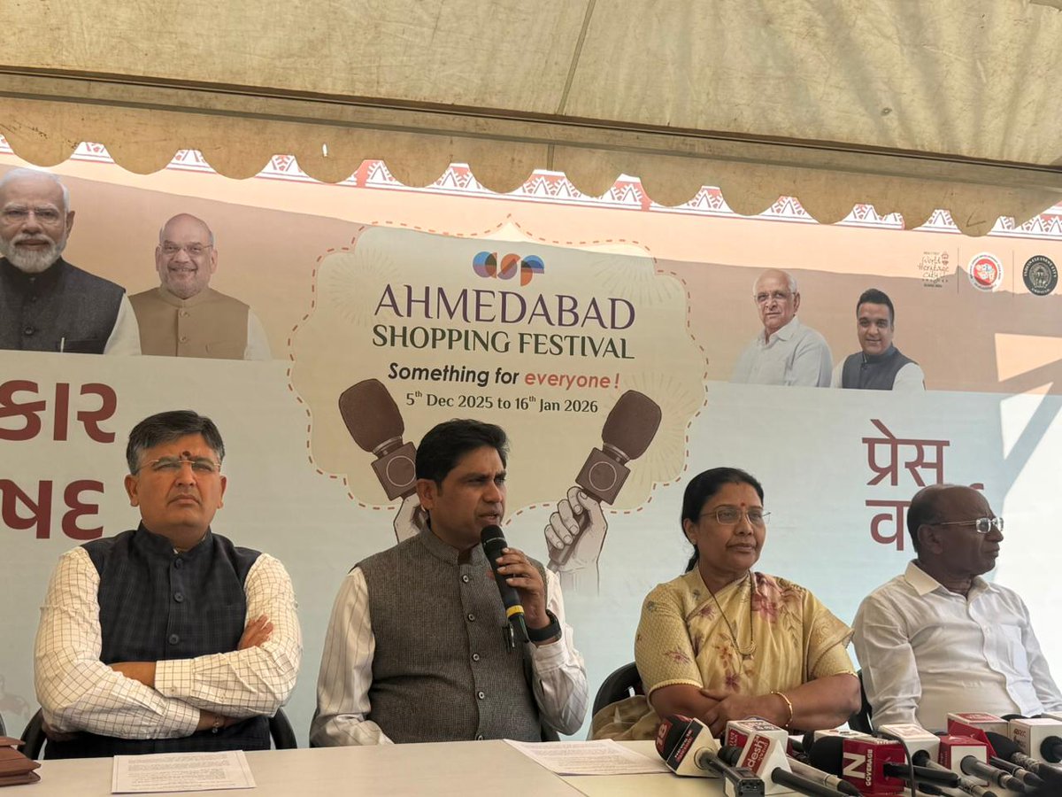 AmdavadAMC's tweet image. Ahmedabad is set to welcome India’s biggest celebration of shopping, culture and local talent as the Ahmedabad Shopping Festival 2025–26 begins on December 5 in the presence of Union Minister of Home &amp;amp; Cooperation  Shri Amitbhai Shah and Chief Minister Shri Bhupendrabhai Patel.…