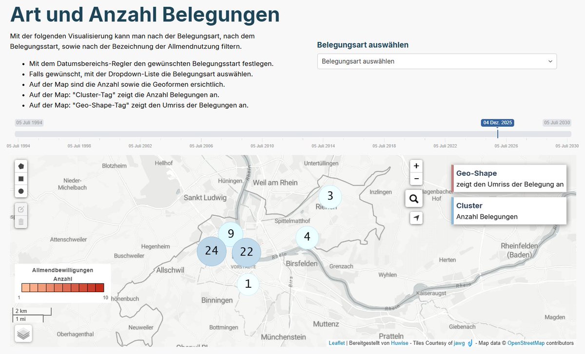 #ODAdvent 4
🎄 Wo Menschen feiern, planen, steh’n,
kann man’s in den Daten klarer seh’n.
Die Allmend erzählt an jedem Tag,
wer welchen Platz benutzen mag.
✨ Offene Daten hier:
 data.bs.ch/explore/datase…
#opendata #advent