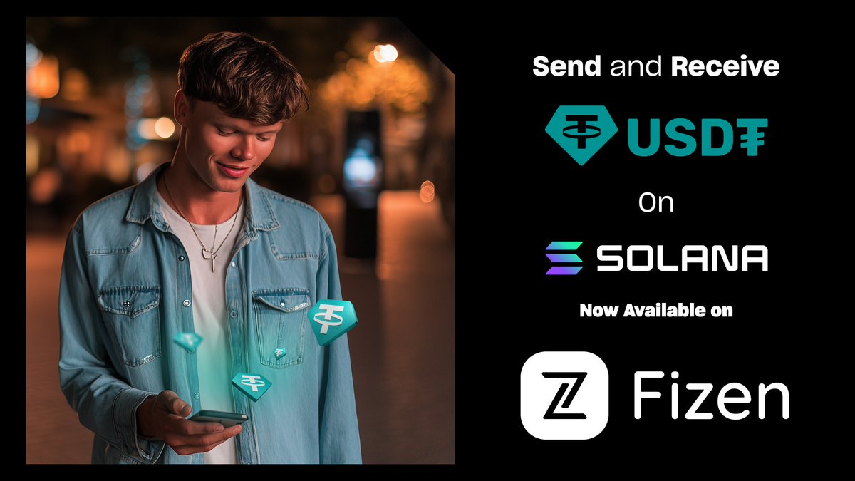 Tether_to's tweet image. USD₮ on @solana is now live on @fizenapp