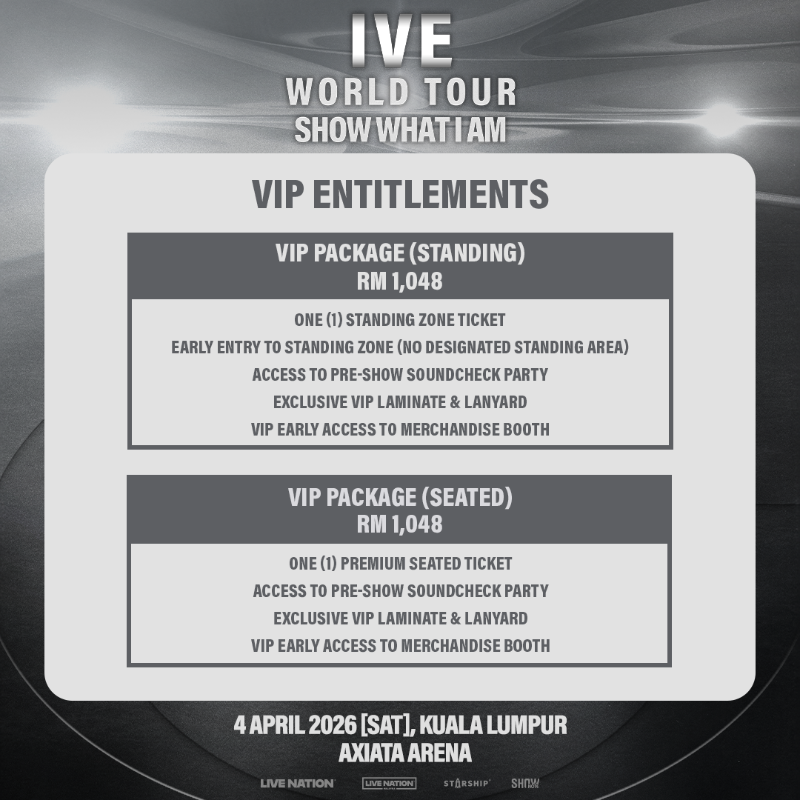 livenationmy's tweet photo. DIVE! IVE is returning to KL! Ticket sales start from 10 Dec, 11am onwards! More info at Live Nation Malaysia website.

Date : 4 APR 2025 (SAT)
Venue : Axiata Arena⁠

Visit the Golive-Asia website for ticketing details!