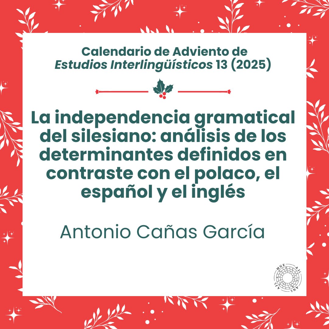 • 4 •

📖 La independencia gramatical del silesiano: análisis de los
determinantes definidos en contraste con el polaco, el español y el
inglés

👤 Antonio Cañas García

🖇️ estudiosinterlinguisticos.com/wp-content/upl…